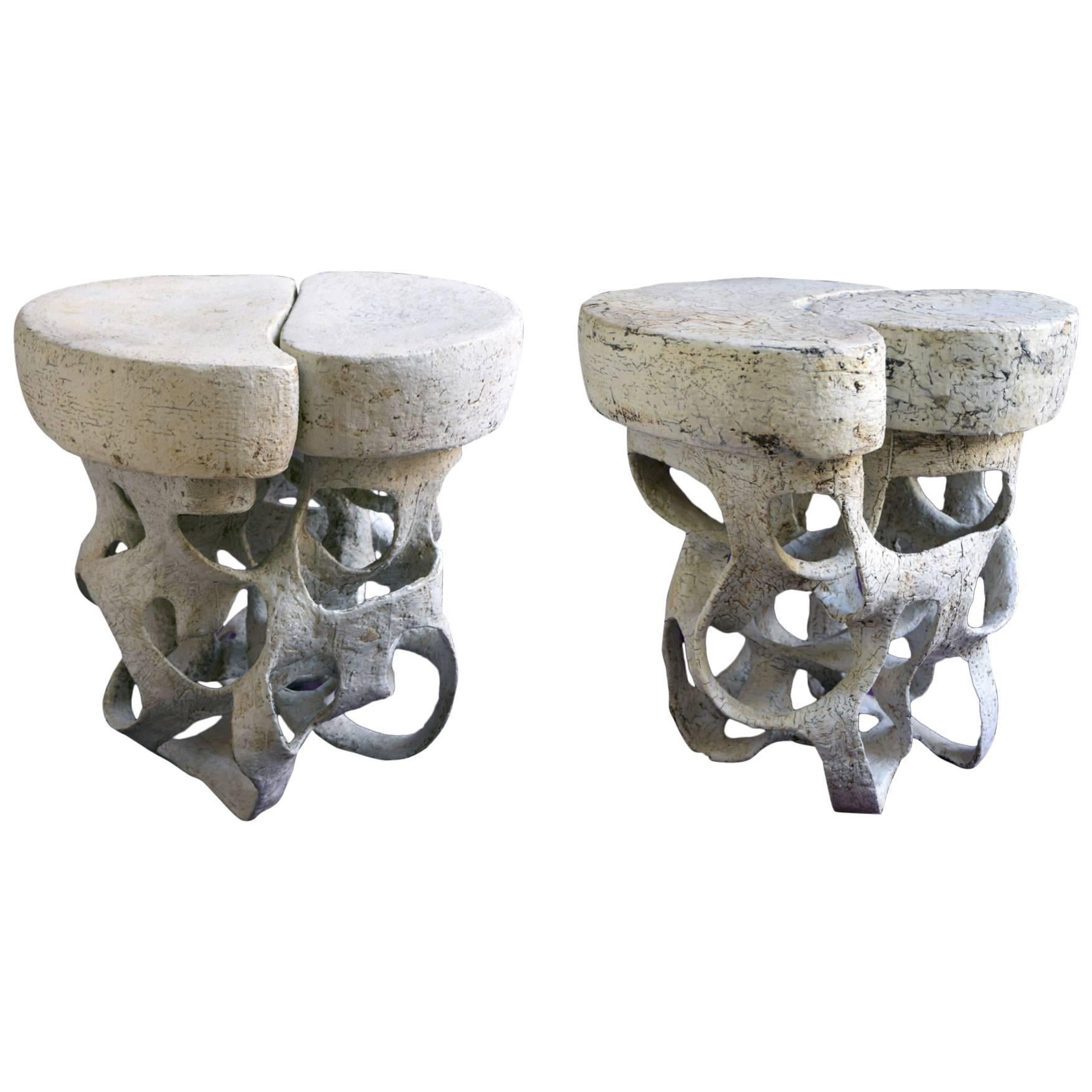 Pair of Ceramic Side Table by Agnès Debizet For Sale