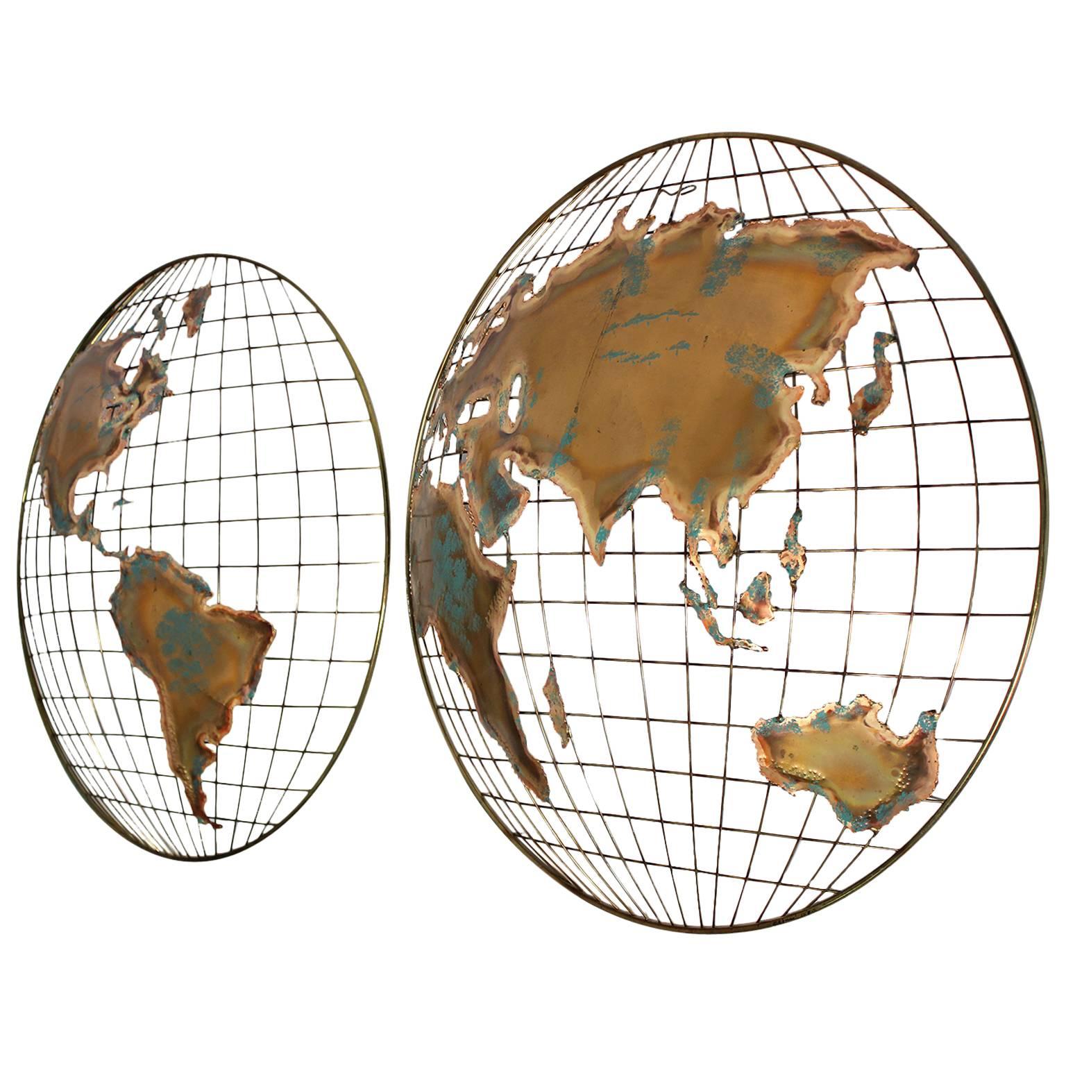 Curtis Jere Modernist World Map/Globe Sculpture