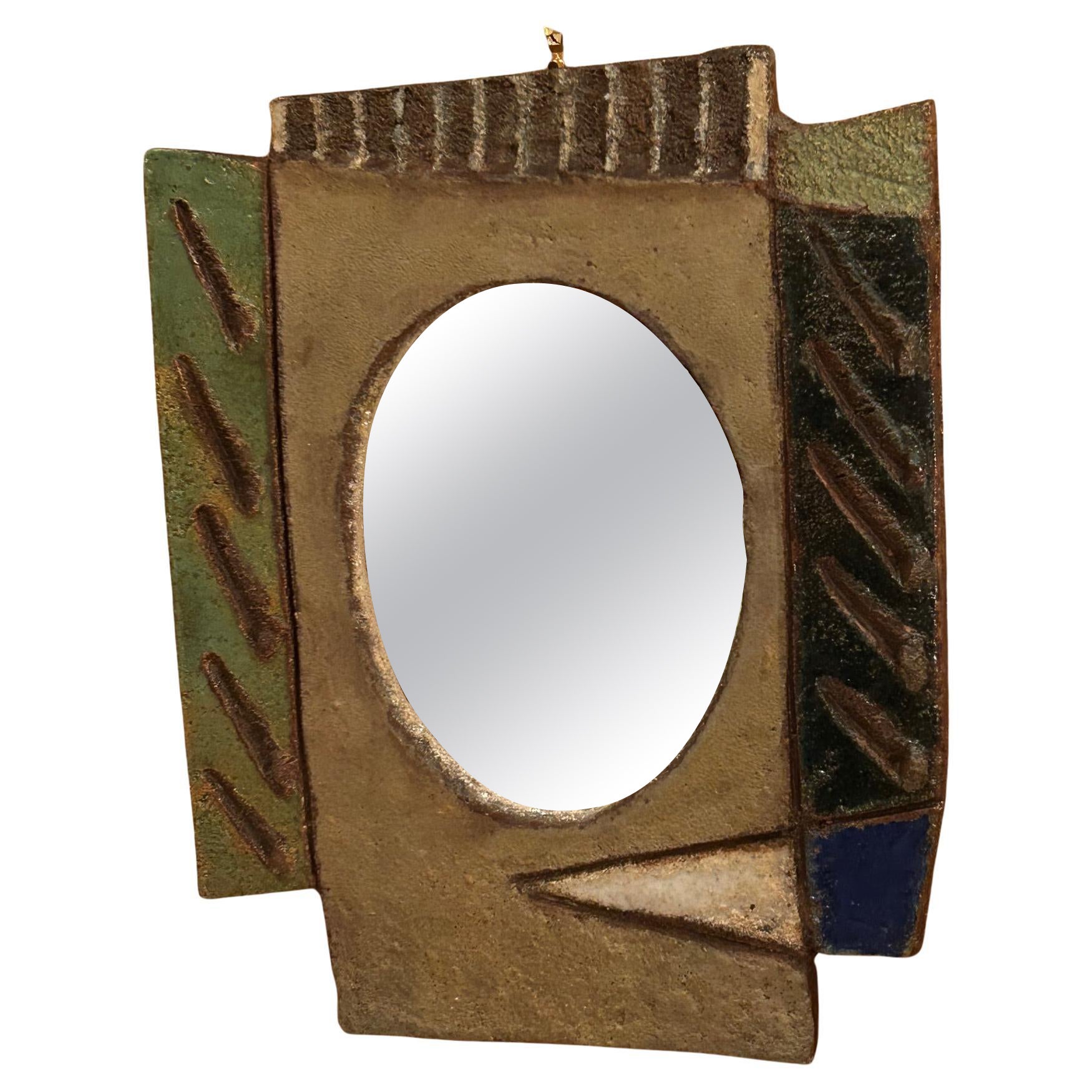 Ceramic mirror by les Argonautes, France 1960's For Sale