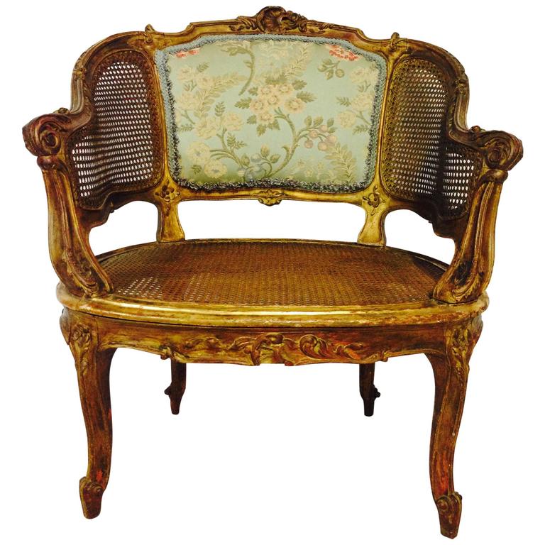 French Cane Chair french 19th century louis xv-style gilt wood cane back chair at French Cane Chair french 19th century louis xv-style gilt wood cane back chair at