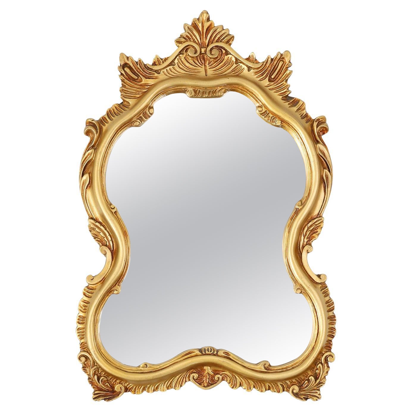 20th Century Baroque gilded shaped oval mirror, France