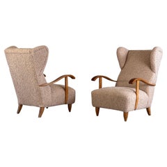 Pair of Italian Modernist Wing Chairs, by Melchiorre Bega, 1940s