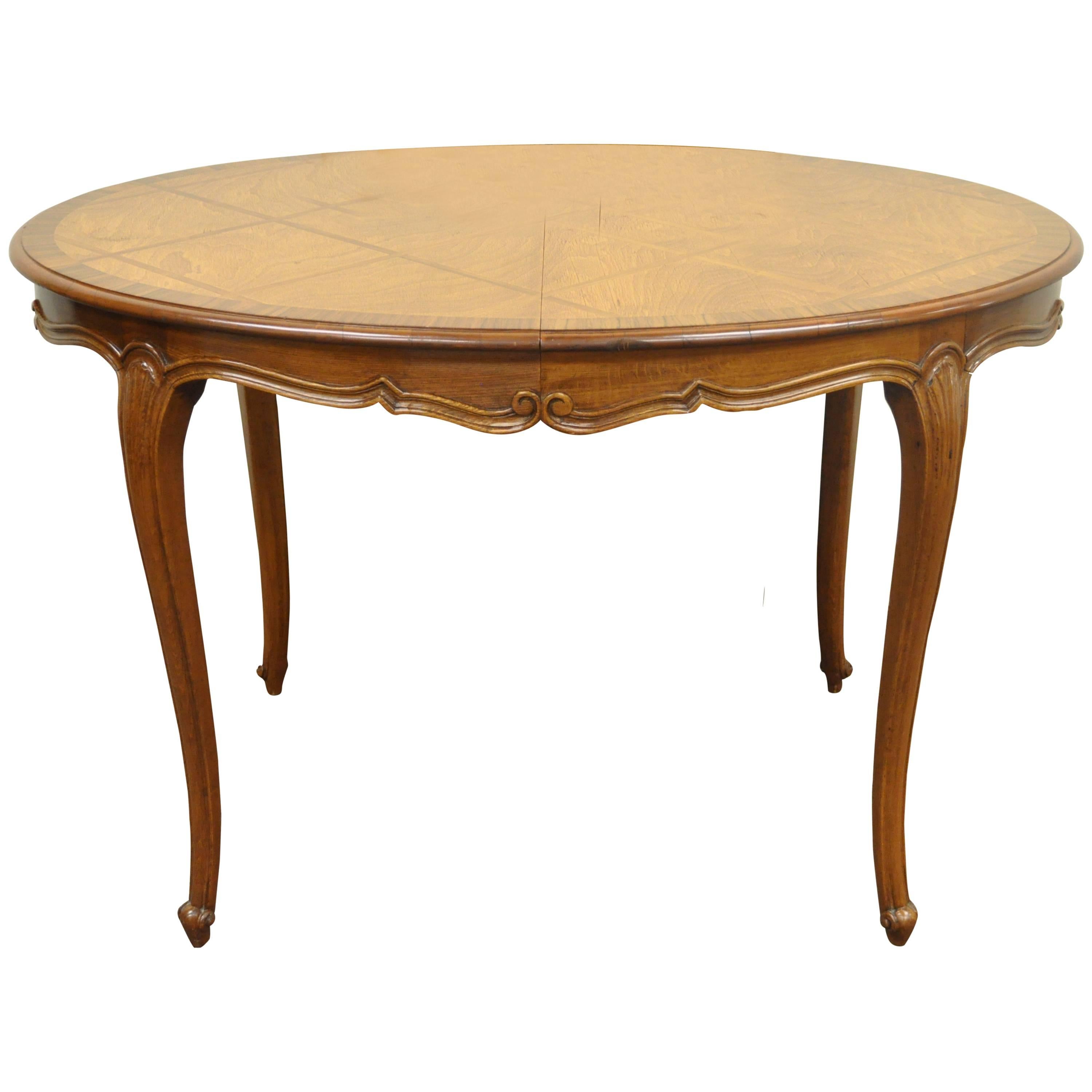 Petite Country French or Louis XV Style Parquetry Inlaid Custom Dining Table