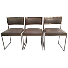 Willy Rizzo Leather Dining Chairs