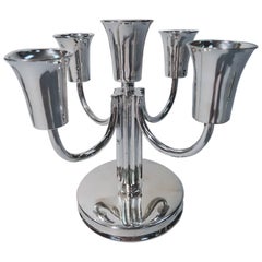 Austrian Art Deco Modern Silver Five-Light Candelabrum