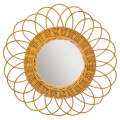 Espejo circular de ratán