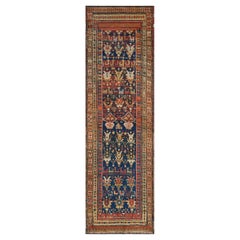 Antique Handwoven Flora and Fauna Wool Persian Kurdish Runner