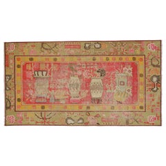 Samarkand-Teppich in Rot mit seltenem malerischem Design - Rug & Kilim