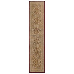 Tapis de couloir indien Agra floral ancien en laine jaune tissé à la main