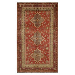 Vintage Samarkand Rug in Beige and Red with Geometric Medallions - Rug & Kilim