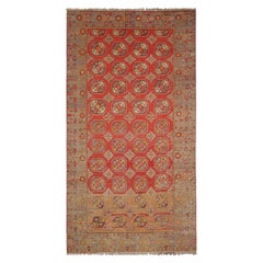 Vintage Samarkand Rug in Red with Geometric Medallions - Rug & Kilim