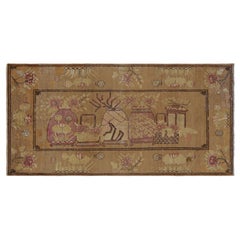 Vintage Samarkand Rug in Beige-Brown with Rare Pictorial Design - Rug & Kilim