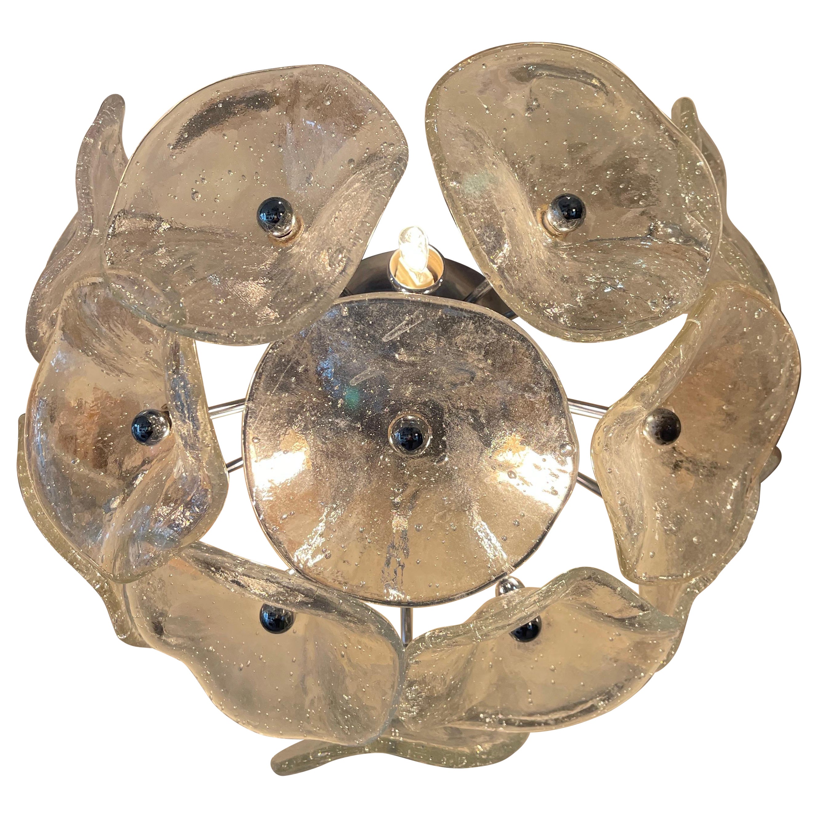 Wall lighting Flower Glass Murano with chrome Structure , Italy 1980s