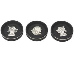 Architectural Black & White Knights Porcelain Sculptural Dishes, Objects 11