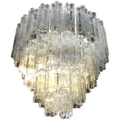 Murano Four Tier Chandelier Glass Italian Italy Tronchi Hollywood Regency 7