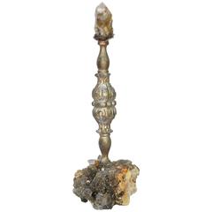 Decorated 18th Century Italian Silver Candlestick