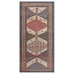Antique Handwoven Wool Flora and Fauna Persian Bidjar Runner