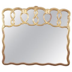 Splendido specchio da parete o da camino in legno dorato italiano di epoca neoclassica CIRCA 1920