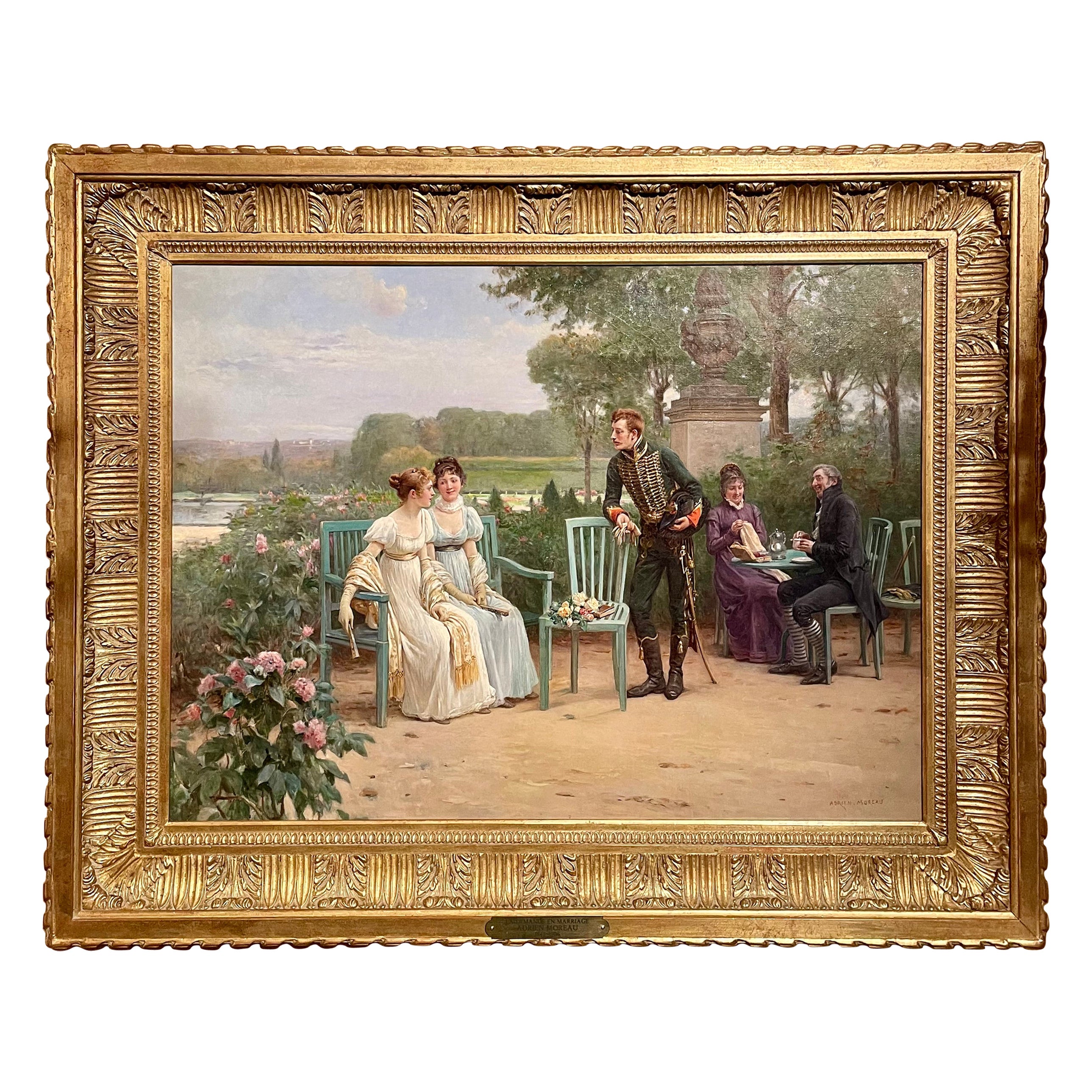 Antique 19th Century French Adrien Moreau (1843-1906) Oil on Canvas Painting For Sale