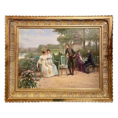 Antique 19th Century French Adrien Moreau (1843-1906) Oil on Canvas Painting
