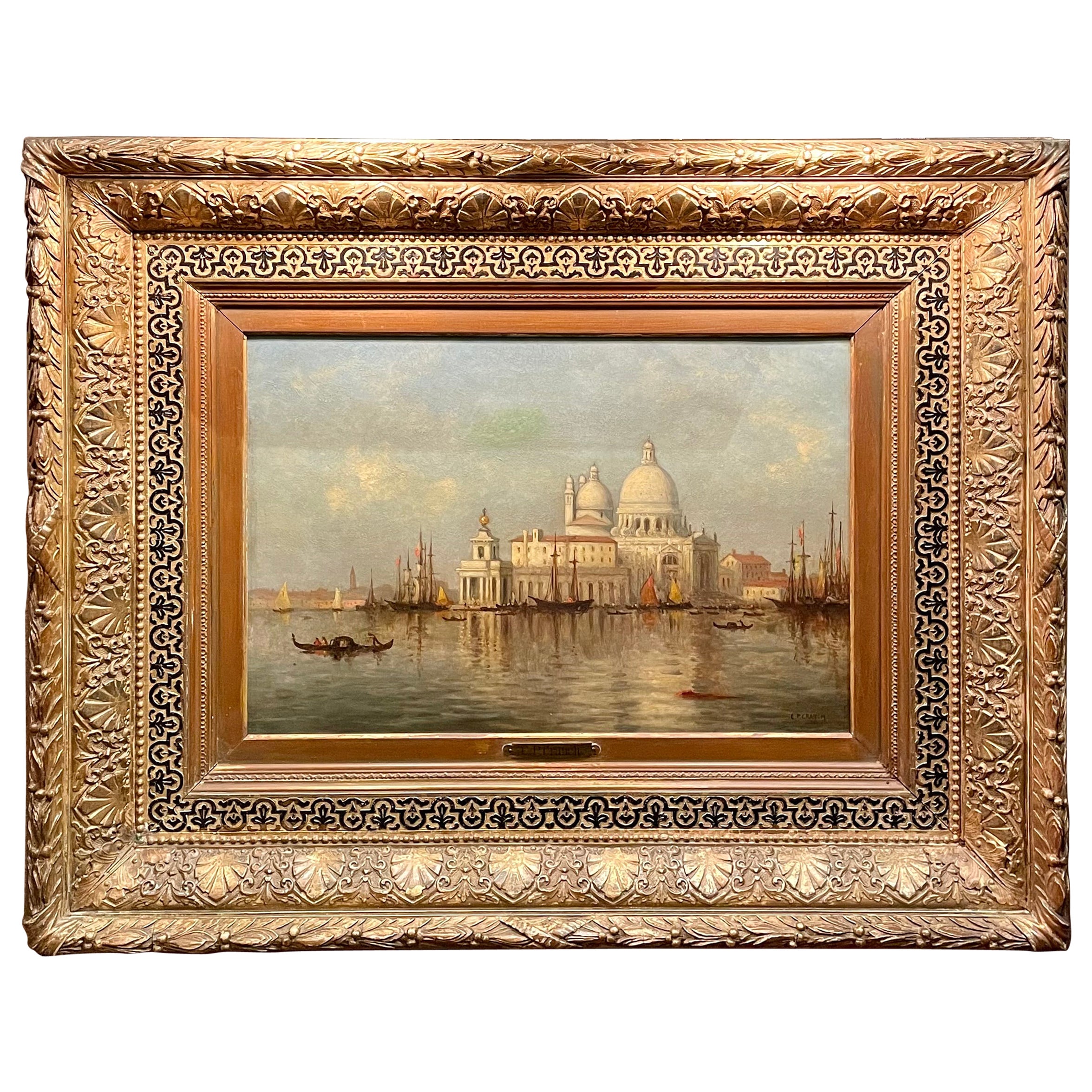 Antique 19th Century American C. P. Cranch (1813-1892) Oil Painting of Venice.