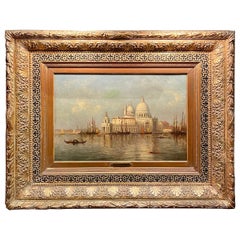 Antique 19th Century American C. P. Cranch (1813-1892) Oil Painting of Venice.