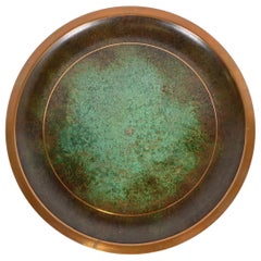 Carl Sorensen Art Deco Verdigris Bronze Large Charger Plate or Tray