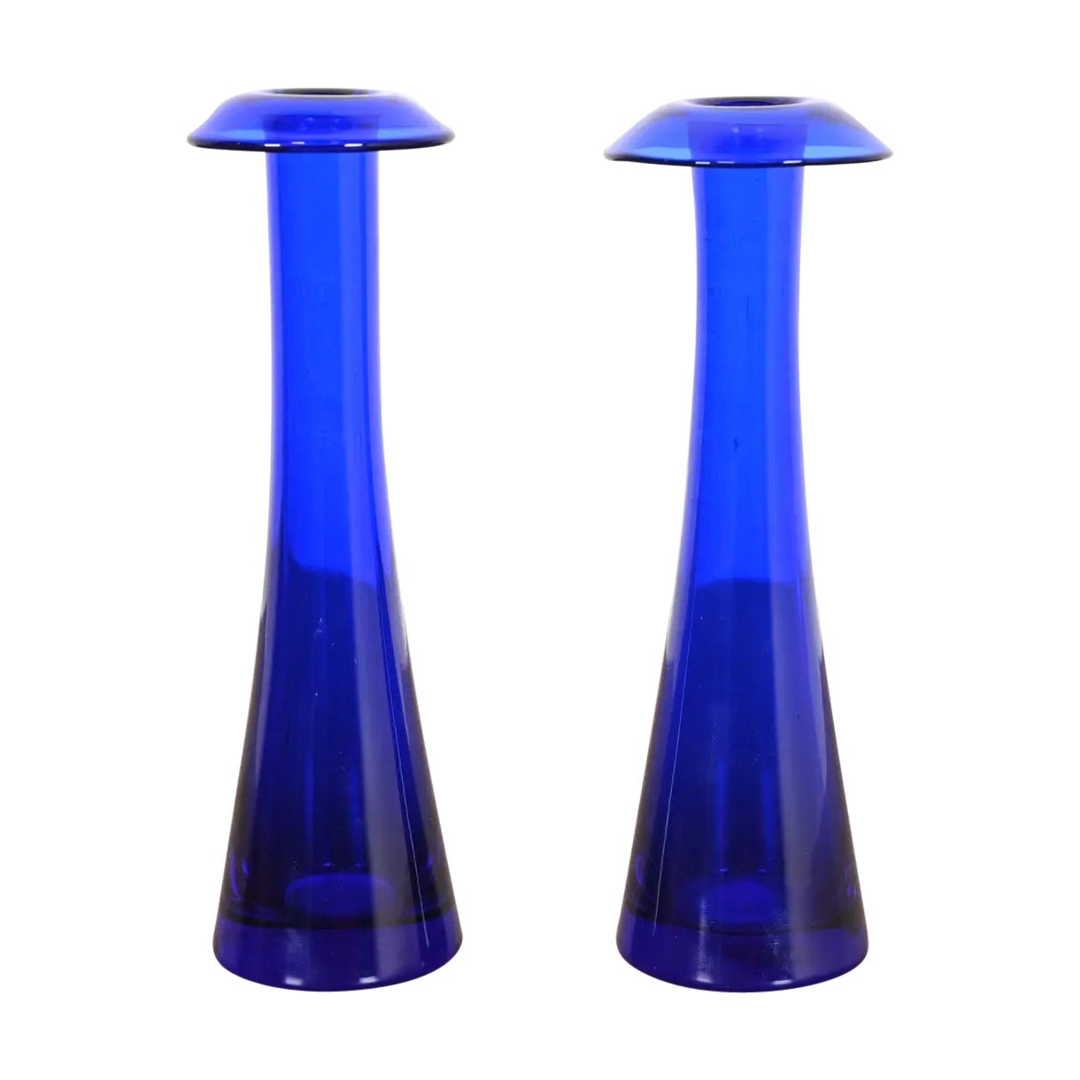 Elsa Peretti for Tiffany & Co. Pareja de candeleros de cristal de Murano azul cobalto