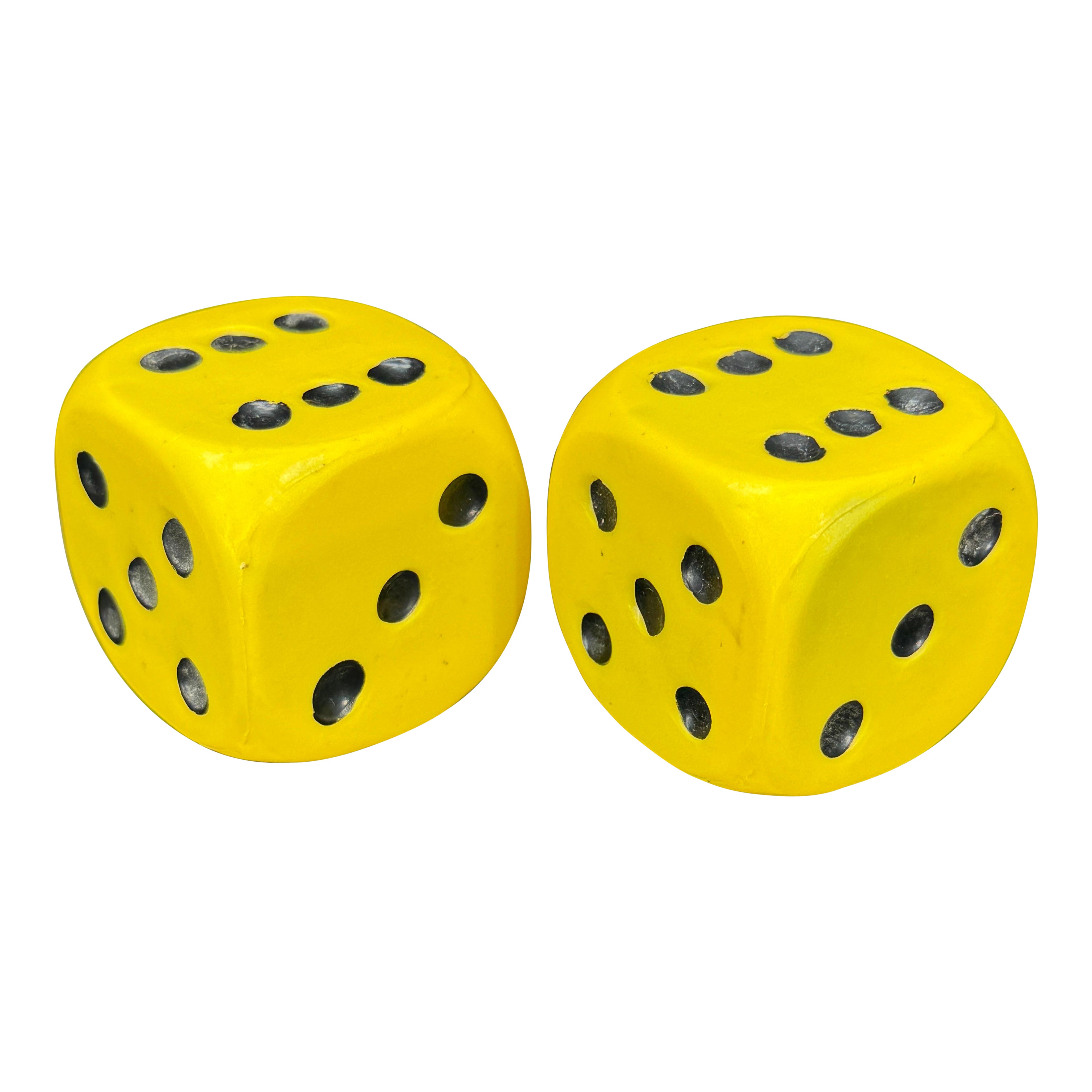 Pair of Mid-Century Modern Oversized Yellow Die Dice