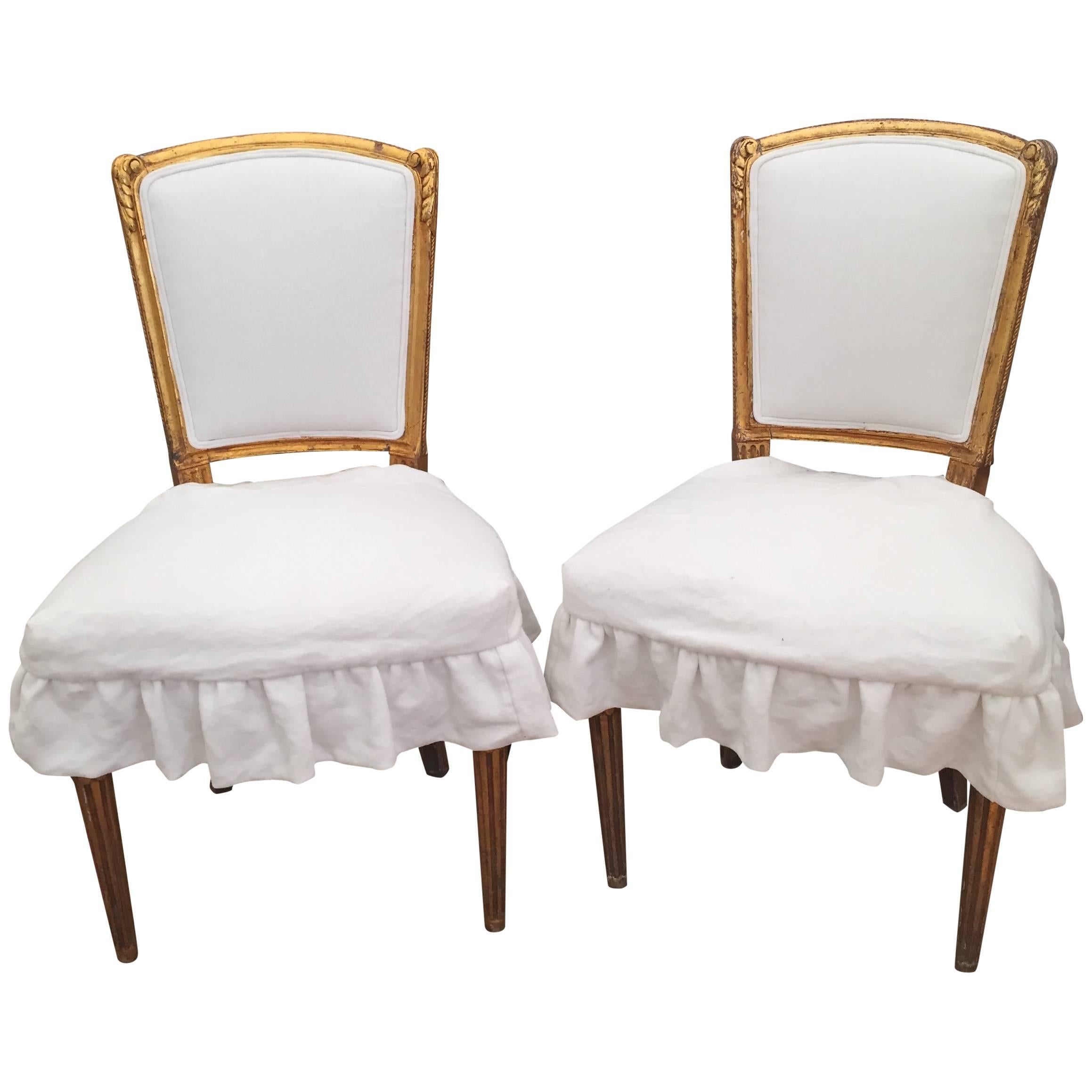 Pair of French Gilt Chairs For Sale