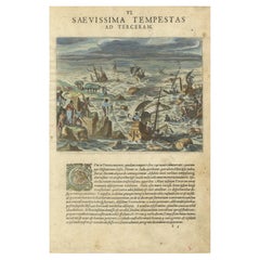 La furia delle Azzorre: Il disastro del naufragio a Terceira, inciso nel 1610 circa