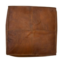 Hand-Tooled Brown Geniune Leather Pouf. UNSTUFFED. Custom Option Available