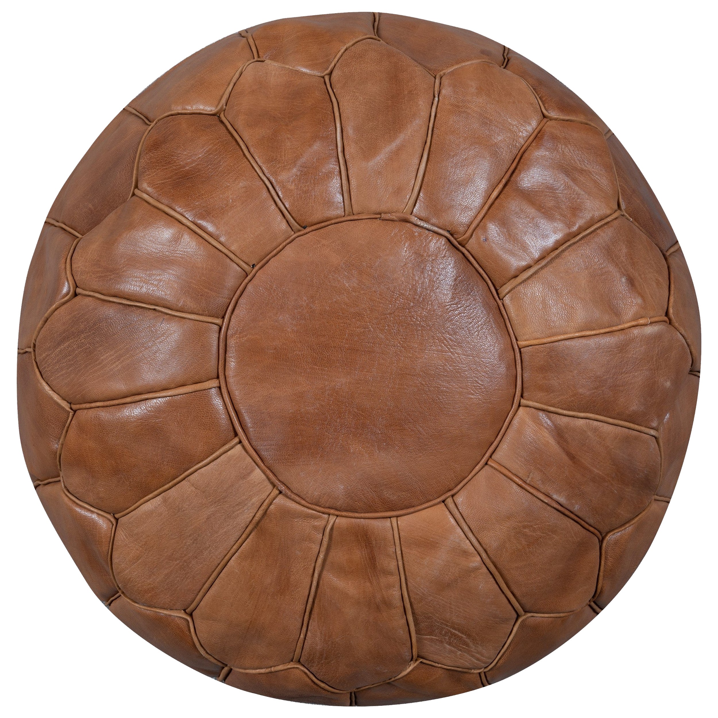 Pouf en cuir Geniune rond Brown, usiné à la main. NON TAMPONNÉ. Option personnalisée disponible
