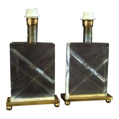 Ein Paar italienische 70er Jahre Lucite Tischlampen