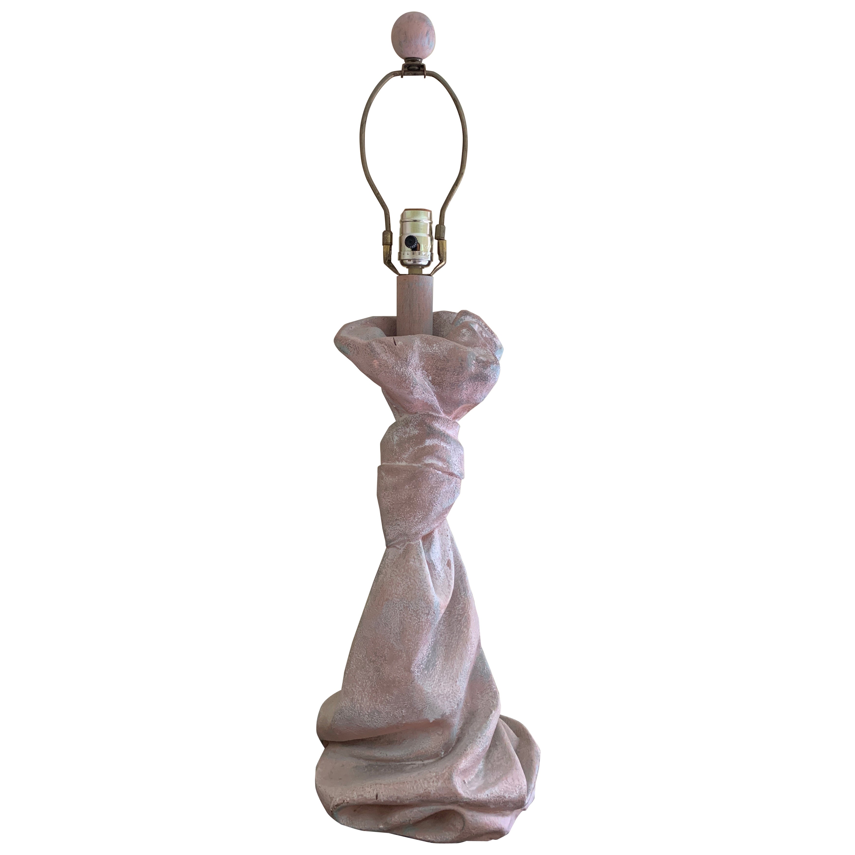 John Dickinson Style Trompe l'Oeil Knotted Draped Plaster Table Lamp
