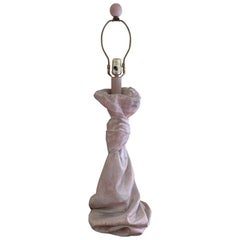 John Dickinson Style Trompe l'Oeil Knotted Draped Plaster Table Lamp