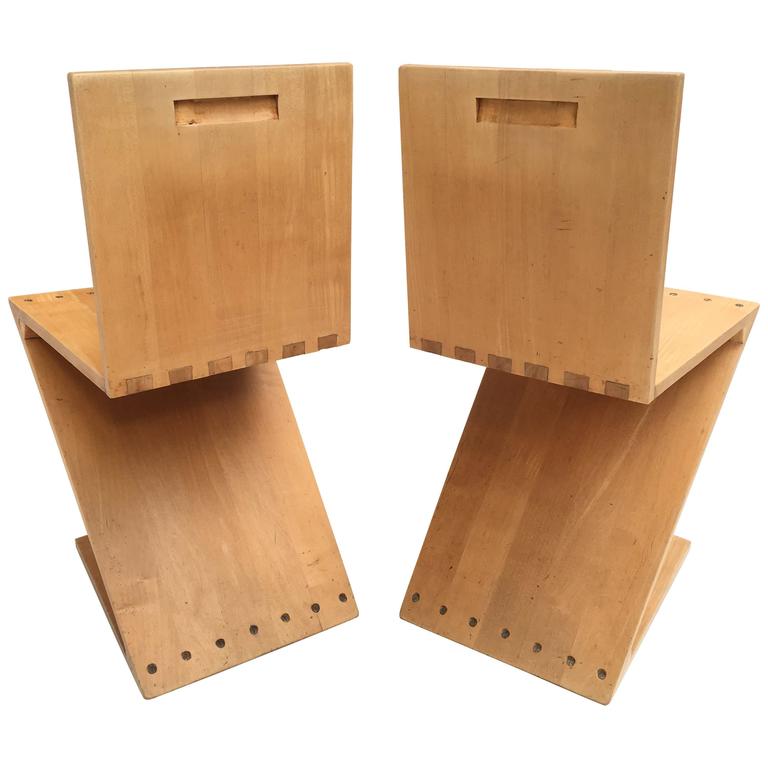 Pair Of Gerrit Thomas Rietveld Zig Zag Chairs G A Van De Groenekan Pair Of Gerrit Thomas Rietveld Zig Zag Chairs G A Van De Groenekan Circa 1958 For