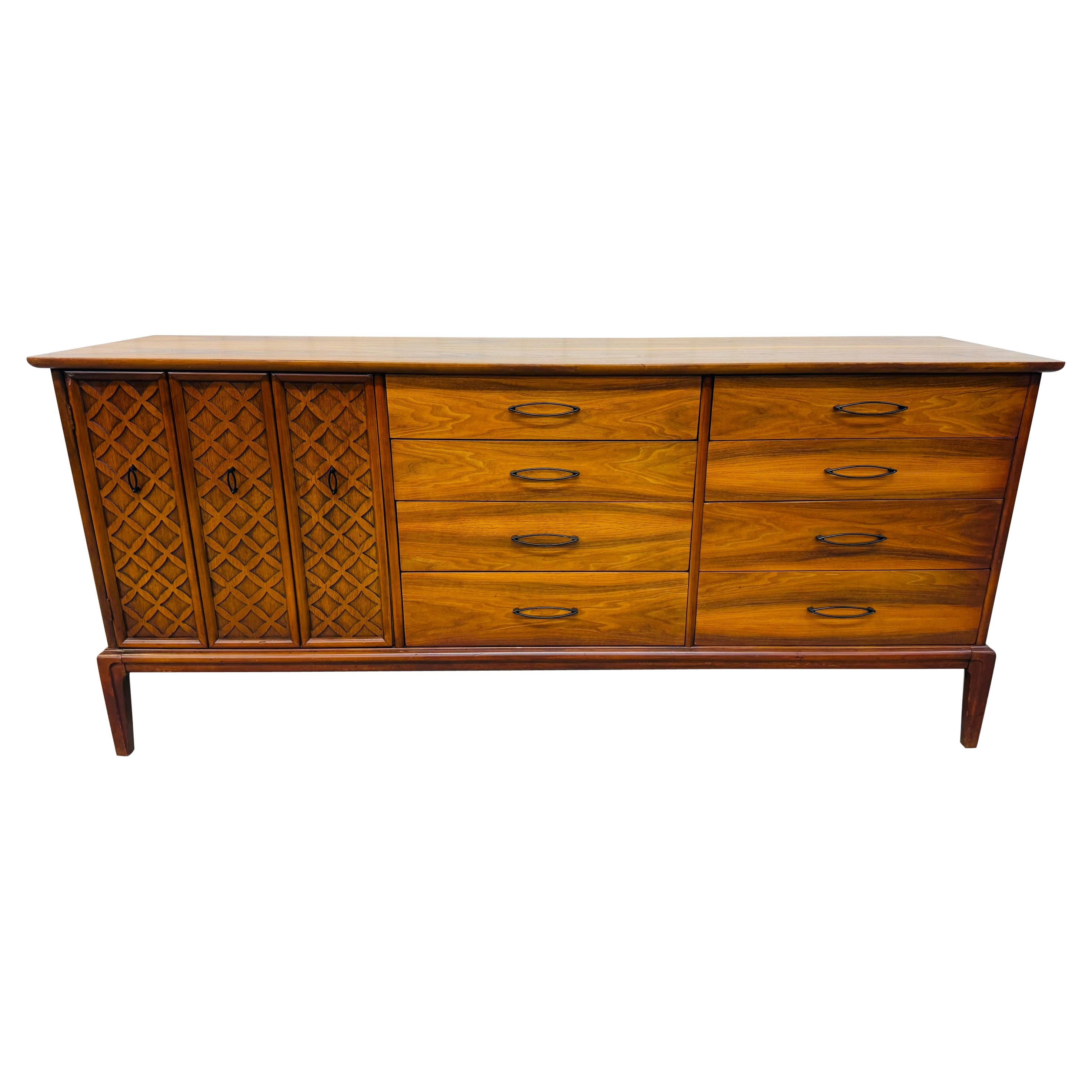 Mid-Century Modern 12-Drawer Walnut Dresser
