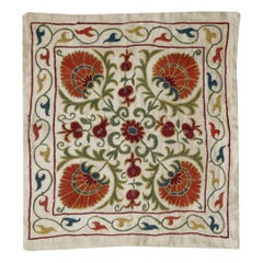 19"x20" Embroidered 100% Silk Cushion Cover. Home Decor. Handmade Pillowcase