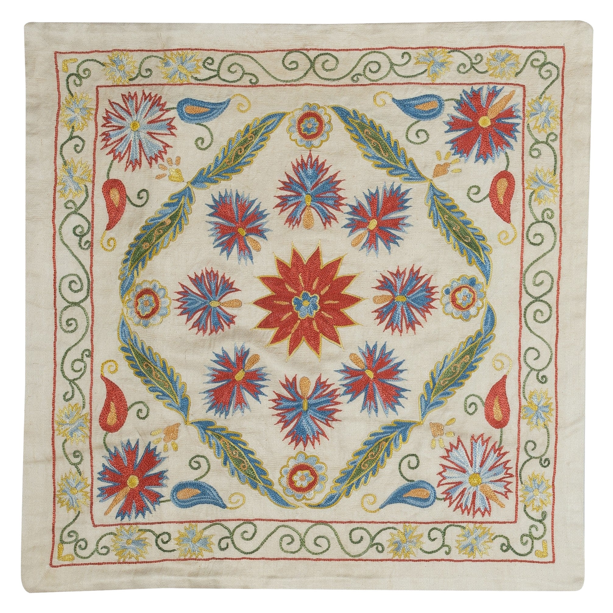 21 "x21" Copricuscino interamente in seta. Cuscino in pizzo Contemporary. Federa ricamata in vendita