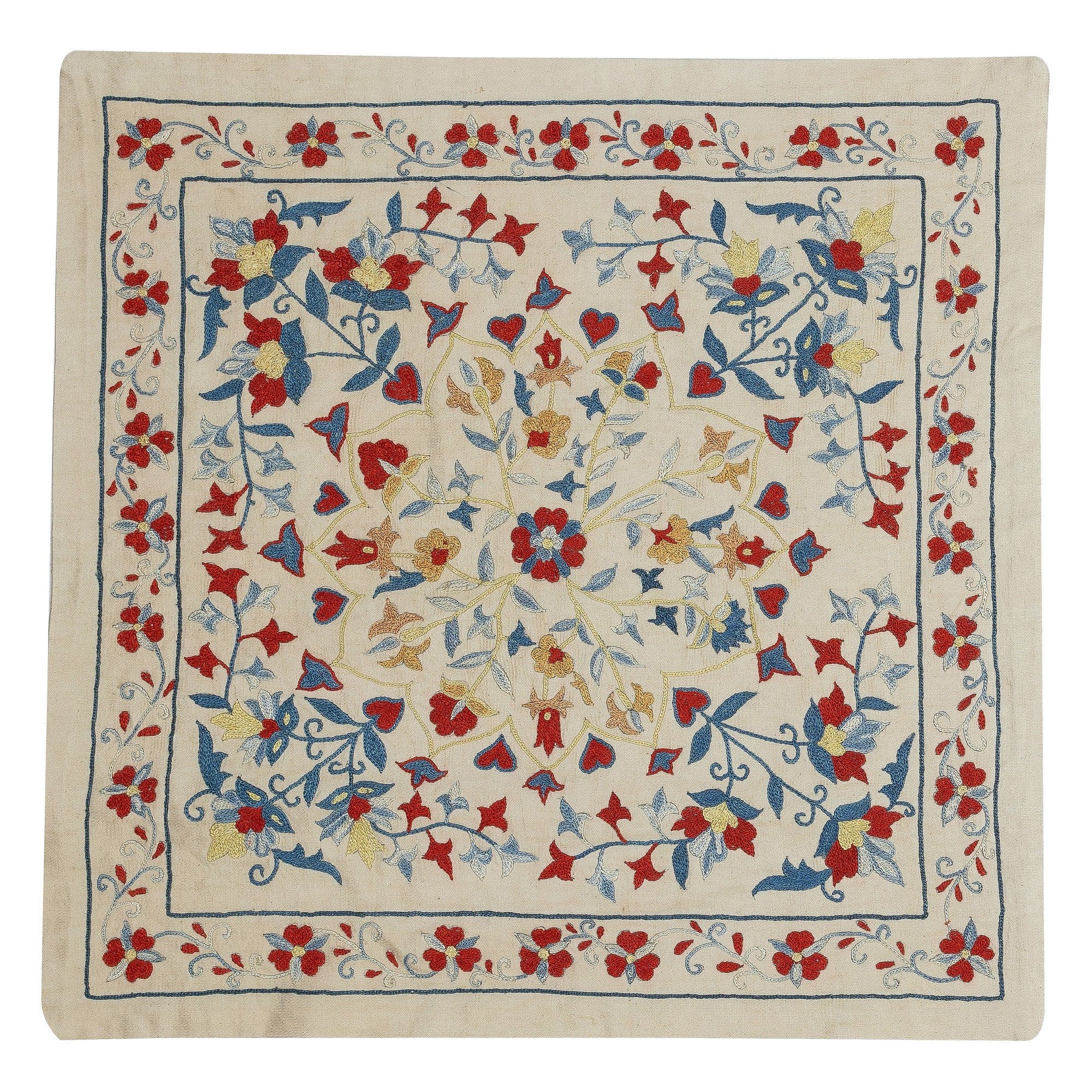 Copricuscino moderno 20 "x21" realizzato in seta. Cuscino ricamato. Cuscino &New in vendita