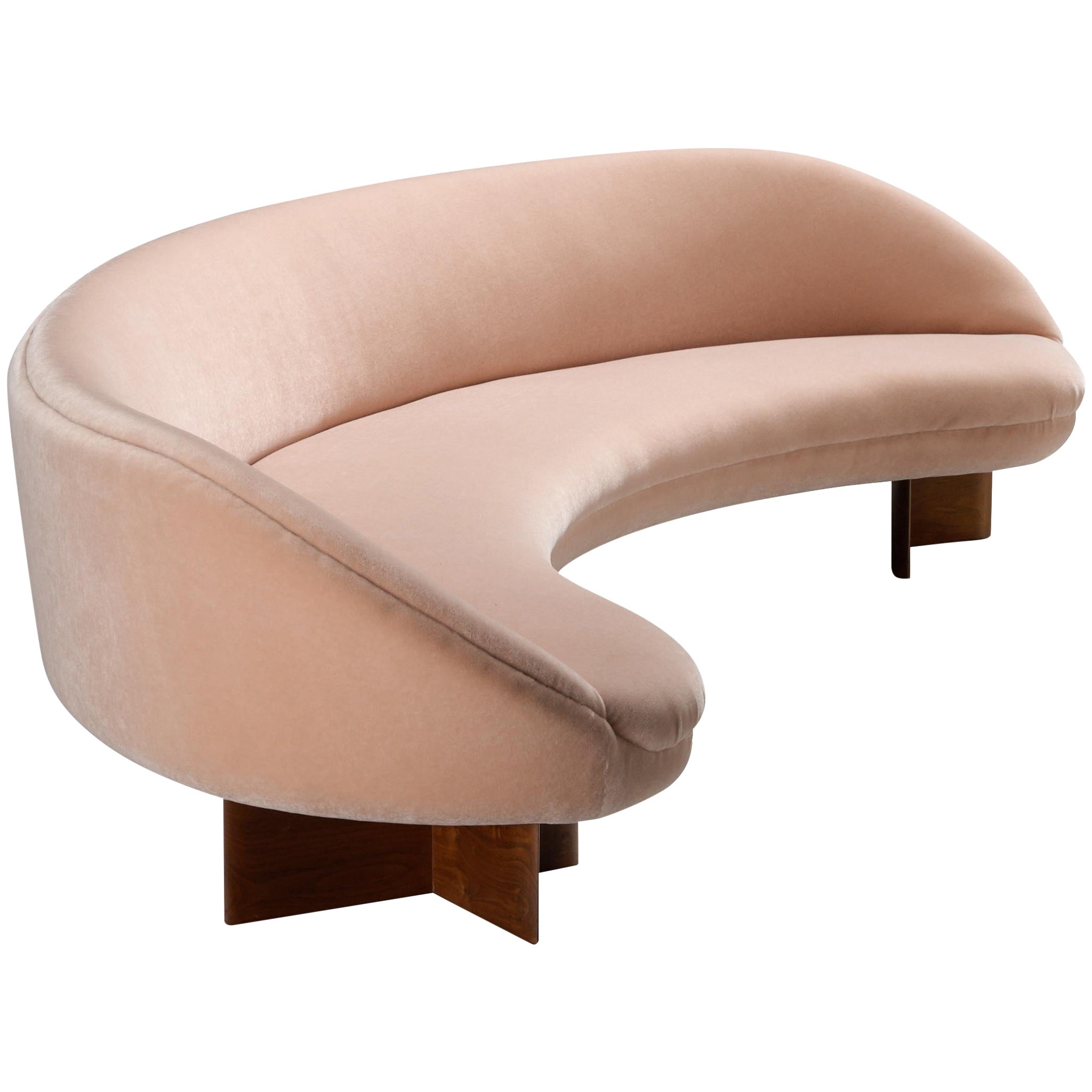 Divano '6999' in mohair e noce di Vladimir Kagan per Kagan-Dreyfuss, Inc. in vendita