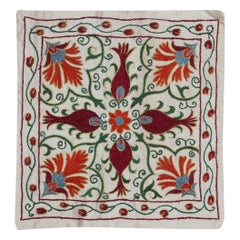 Copricuscino con ricamo in seta 19 "x20". Cuscino fatto a mano. Cuscino moderno in pizzo