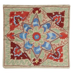 20"x19" 100% Silk Embroidered Pillow Cover. Contemporary Handmade Cushion Cover