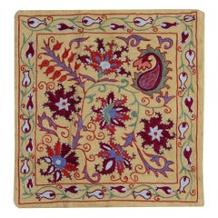 19"x20" 100% Silk Cushion Cover. Embroidered Pillowcase. Handmade Lace Pillow