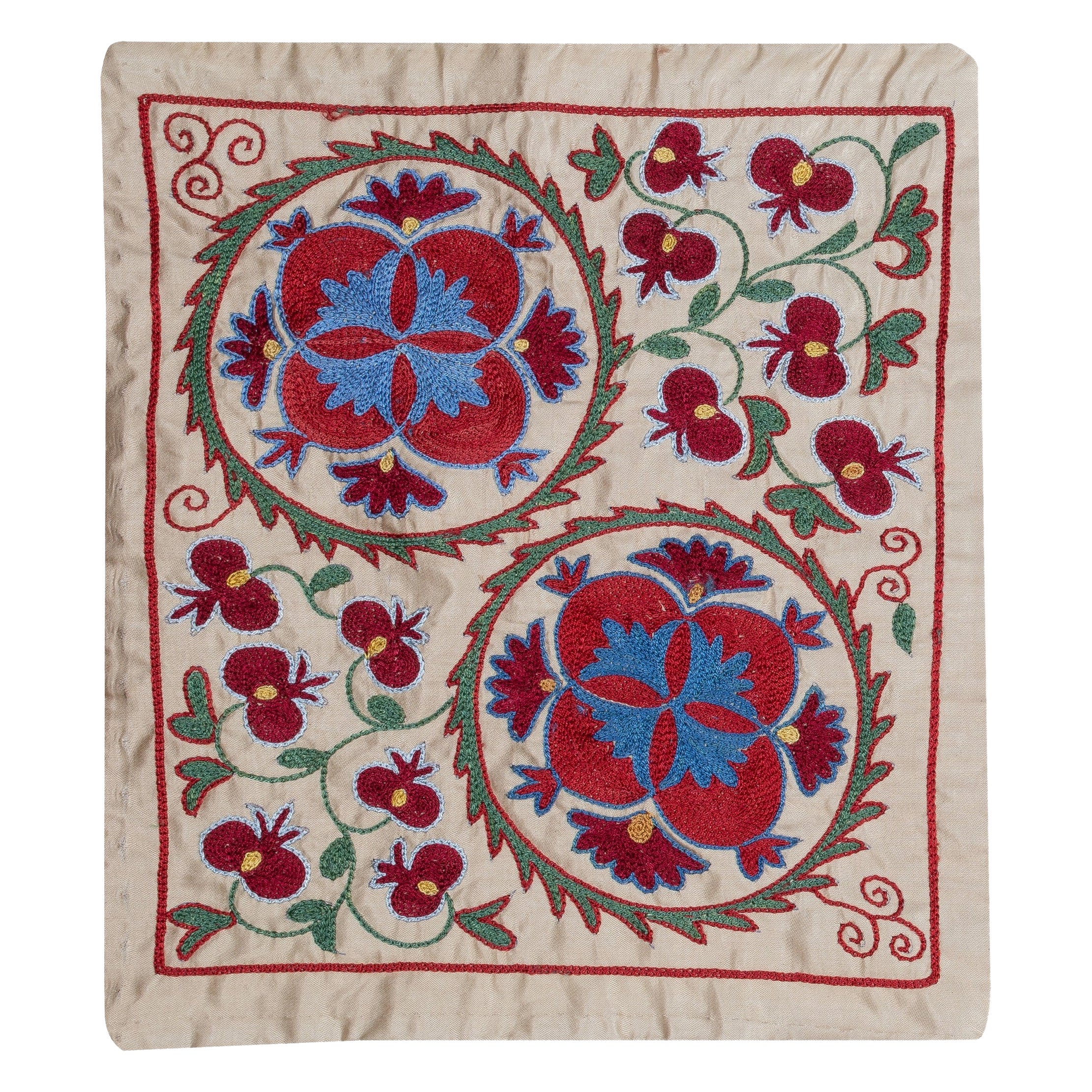 17"x20" Silk Embroidery Cushion Cover. Handmade Pillowcase. Modern Lace Pillow
