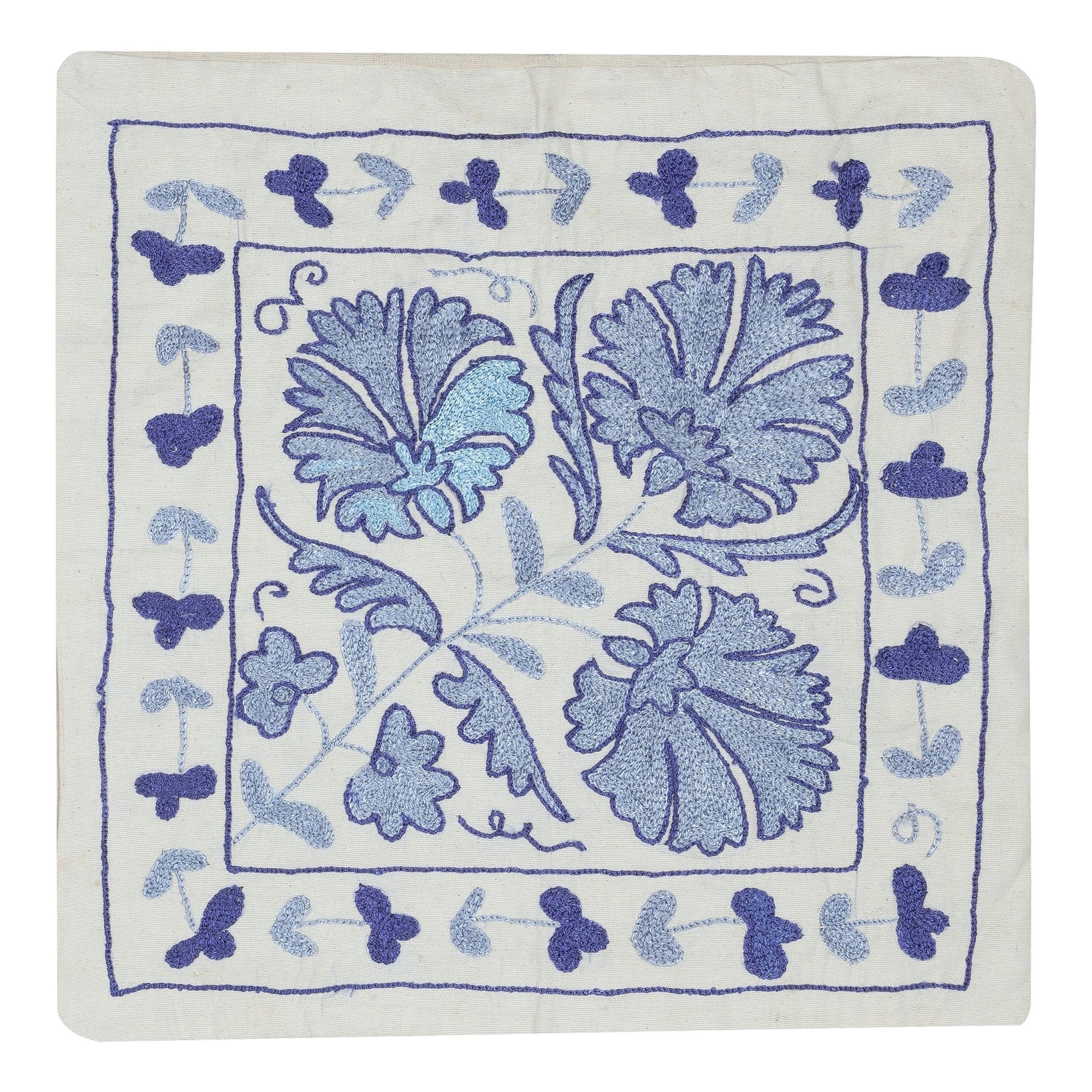 Moderner 18"x19"-Kissenbezug aus Baumwolle. Stickerei-Kissen. New Throw Pillow im Angebot