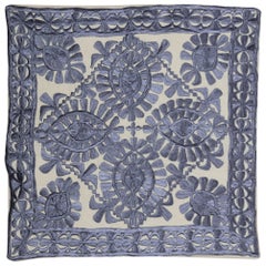 Revêtement de coussin en coton de couleur bleue 18"x18" New Toss Pillow. Oreiller en dentelle Modernity