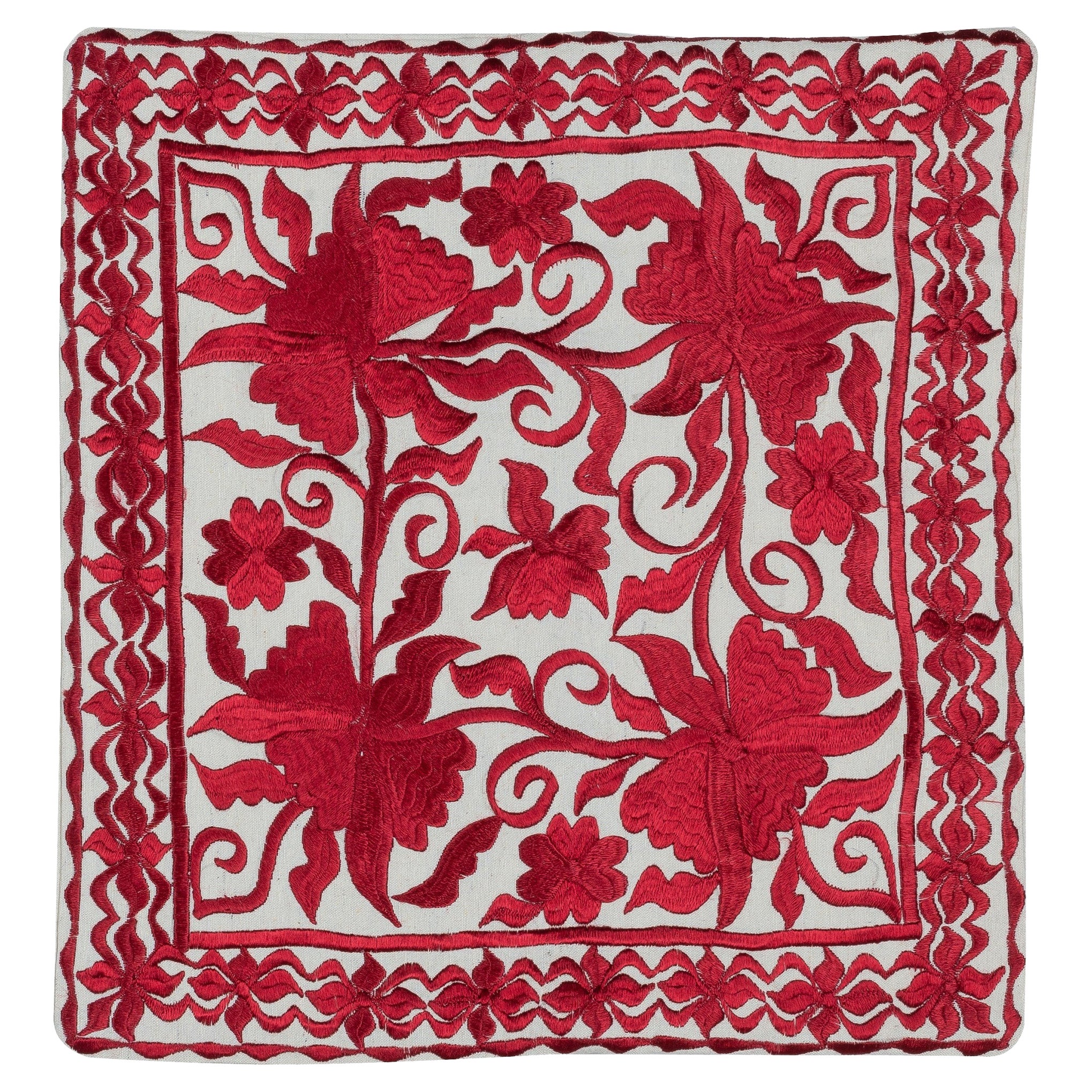 18"x17" Baumwollkissenbezug. Handgefertigter Kissenbezug. Rote Farbe Spitze Kissen