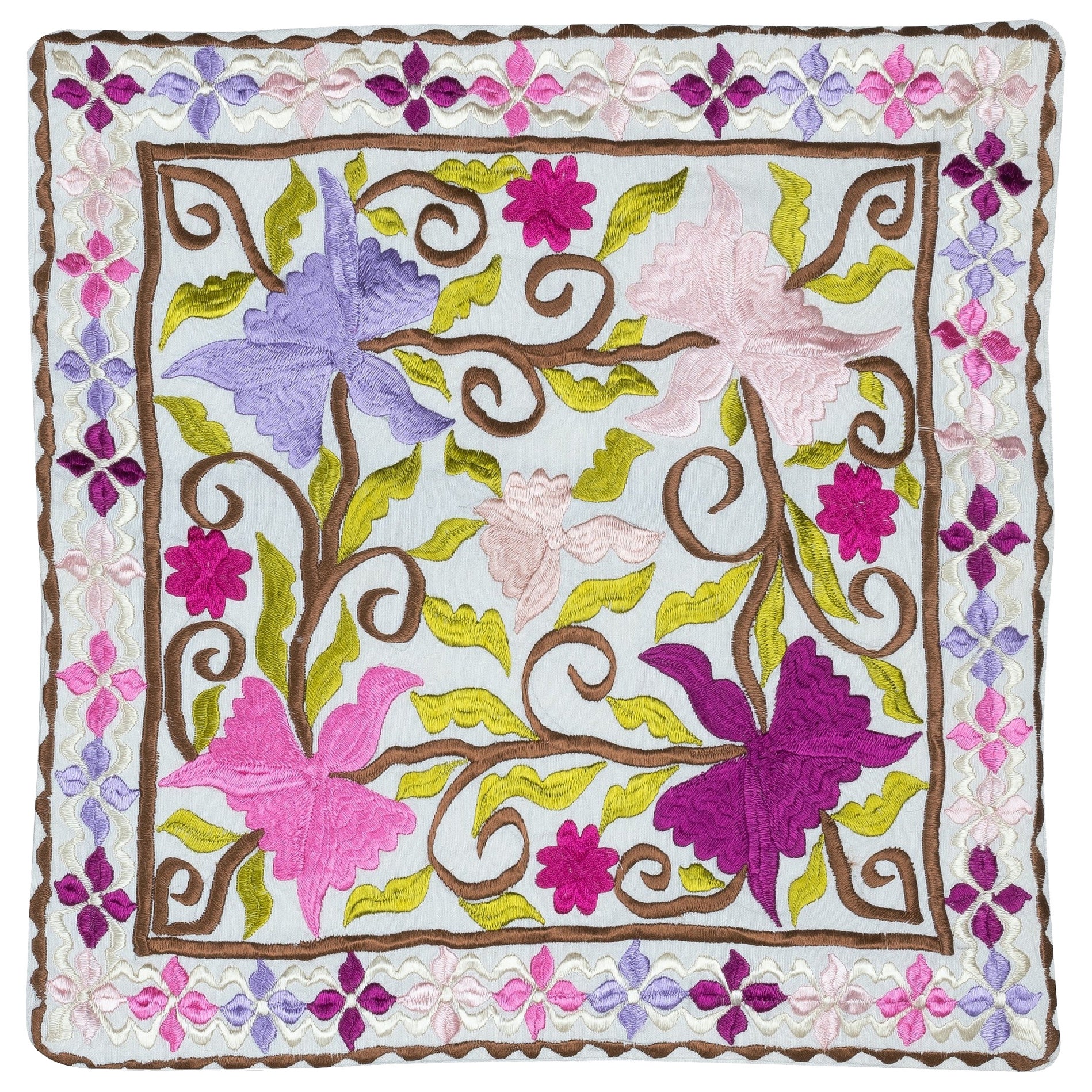 18"x18" Decorative Cotton Cushion Cover. Colorful Pillowcase. Modern Lace Pillow